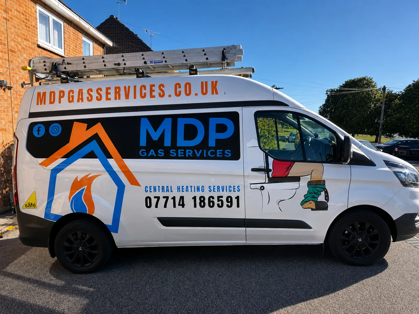 MDP Gas Services liveried van, parked on a residential driveway